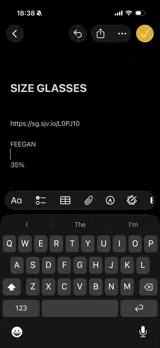 Size Glasses coupon verification screenshot