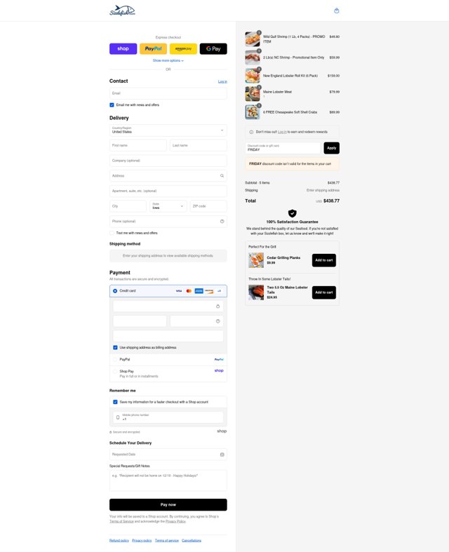 Sizzlefish checkout page showing Sizzlefish discount code box | Screenshot taken by SimplyCodes community member on Sep 5, 2025