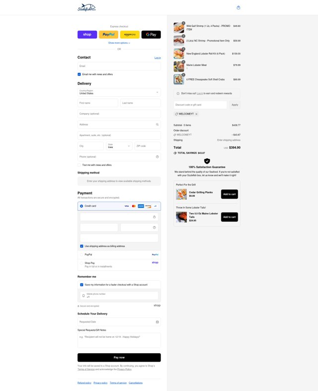 Sizzlefish checkout page showing Sizzlefish discount code box | Screenshot taken by SimplyCodes community member on Sep 5, 2025