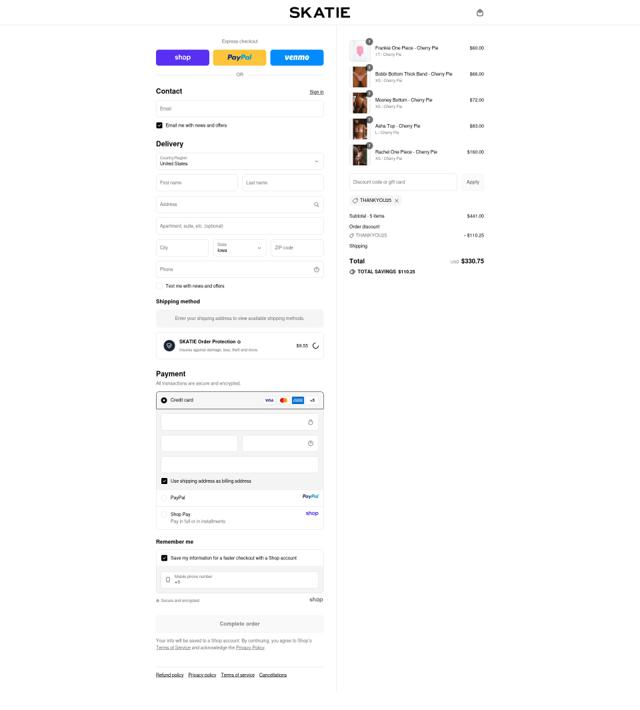 Skatie checkout page showing Skatie discount code box | Screenshot taken by SimplyCodes community member on Sep 12, 2025