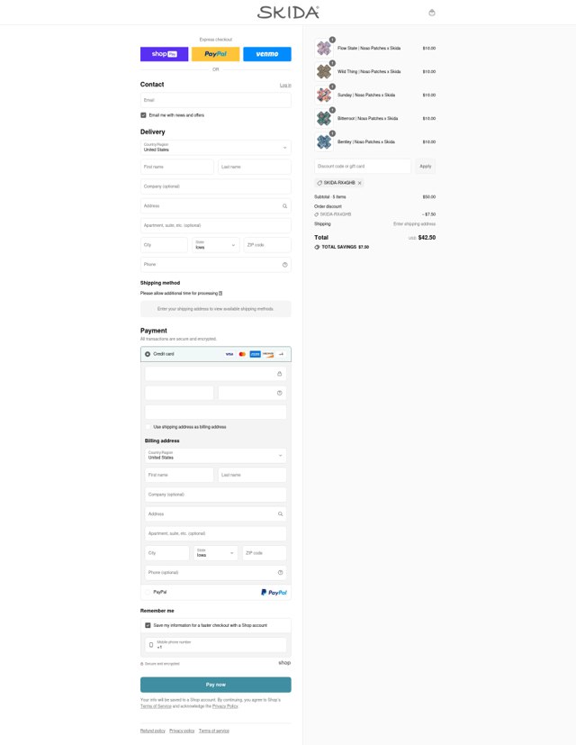 Skida checkout page showing Skida discount code box | Screenshot taken by SimplyCodes community member on Aug 3, 2025