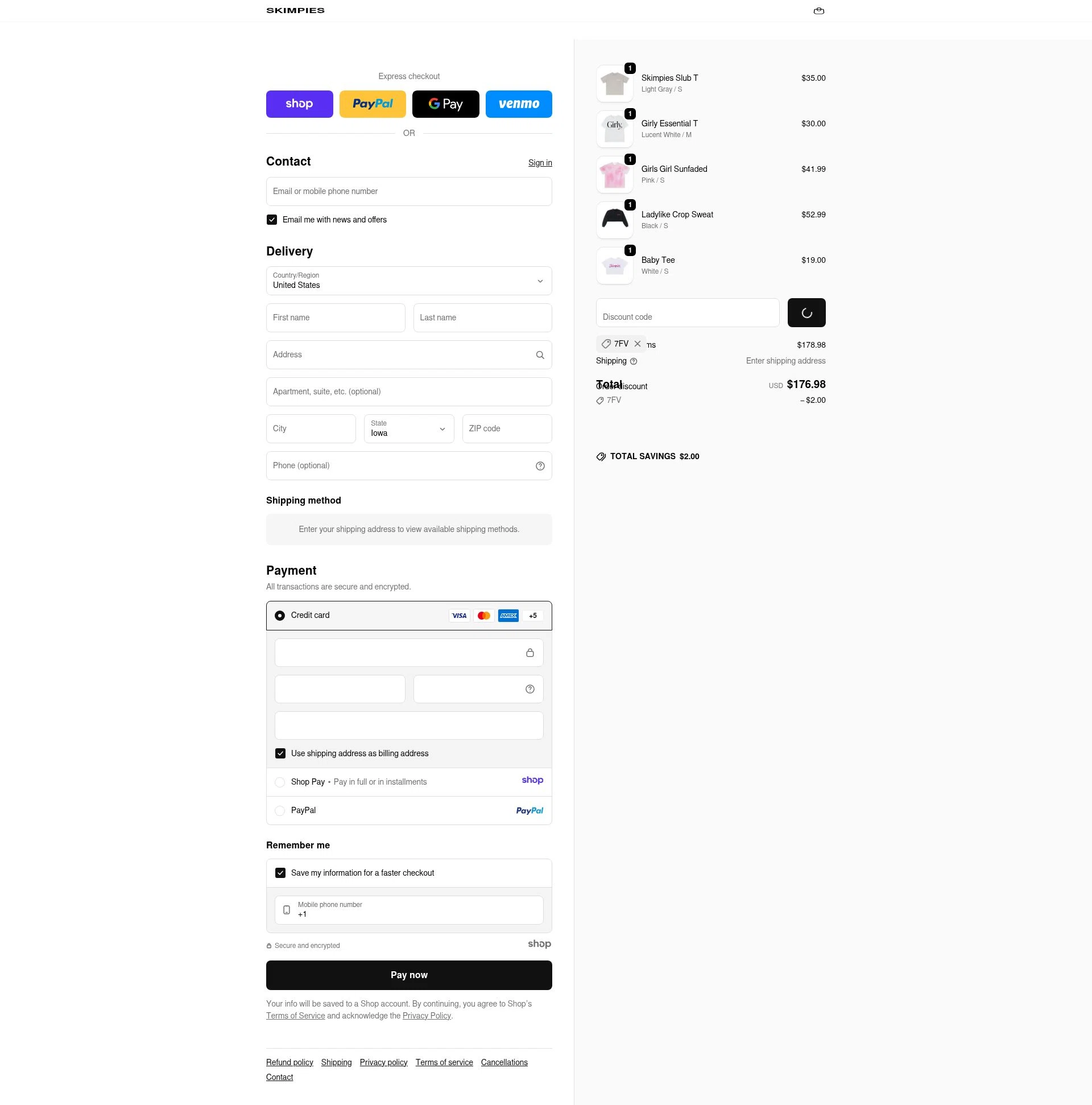 Skimpies checkout page showing Skimpies promo code box | Screenshot taken by SimplyCodes community member on Dec 23, 2025
