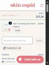 Skin Cupid coupon verification screenshot