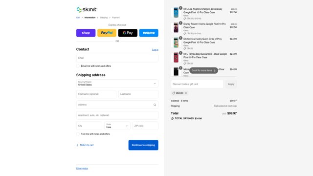 SkinIt checkout page showing SkinIt promo code box | Screenshot taken by SimplyCodes community member on Aug 28, 2025