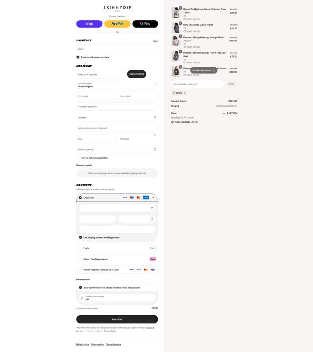Skinnydip London checkout page showing Skinnydip London discount code box | Screenshot taken by SimplyCodes community member on Sep 8, 2025