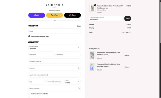 Skinnydip London checkout page showing Skinnydip London discount code box | Screenshot taken by SimplyCodes community member on Sep 29, 2025