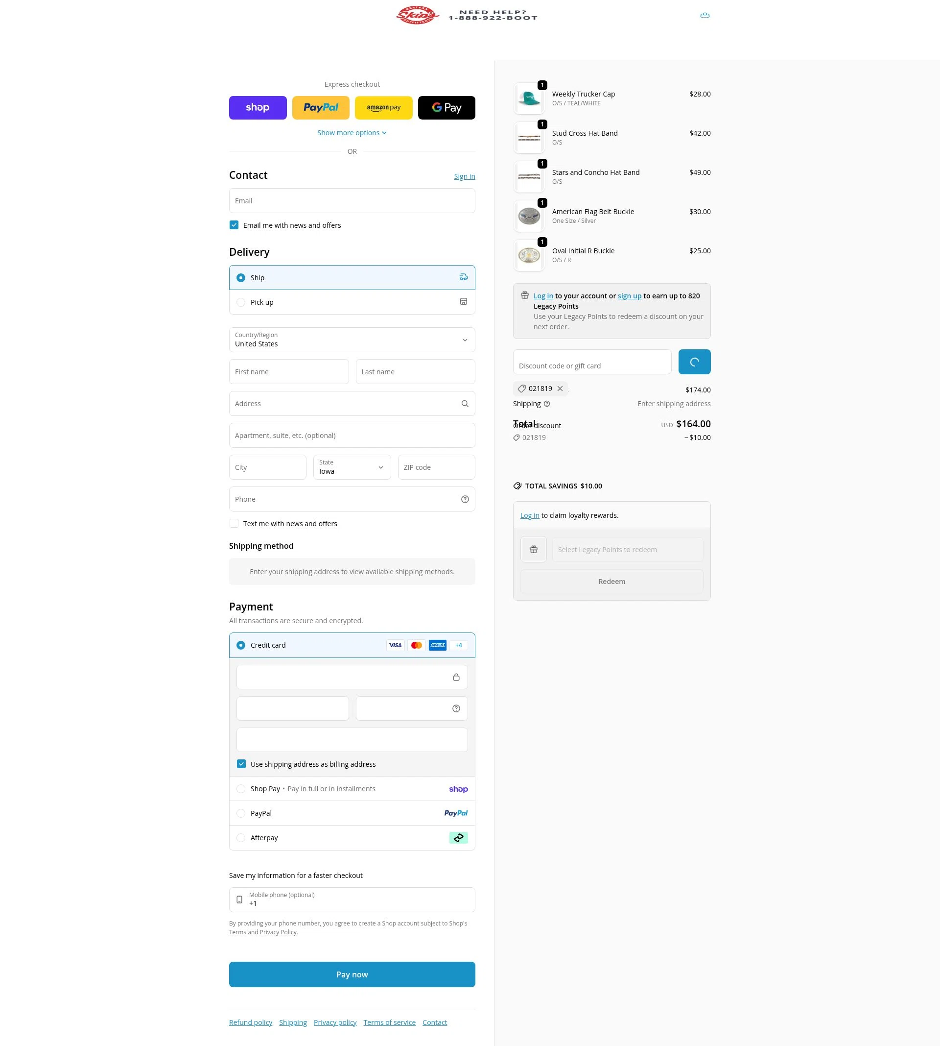 Skips Boots checkout page showing Skips Boots discount code box | Screenshot taken by SimplyCodes community member on Feb 19, 2026