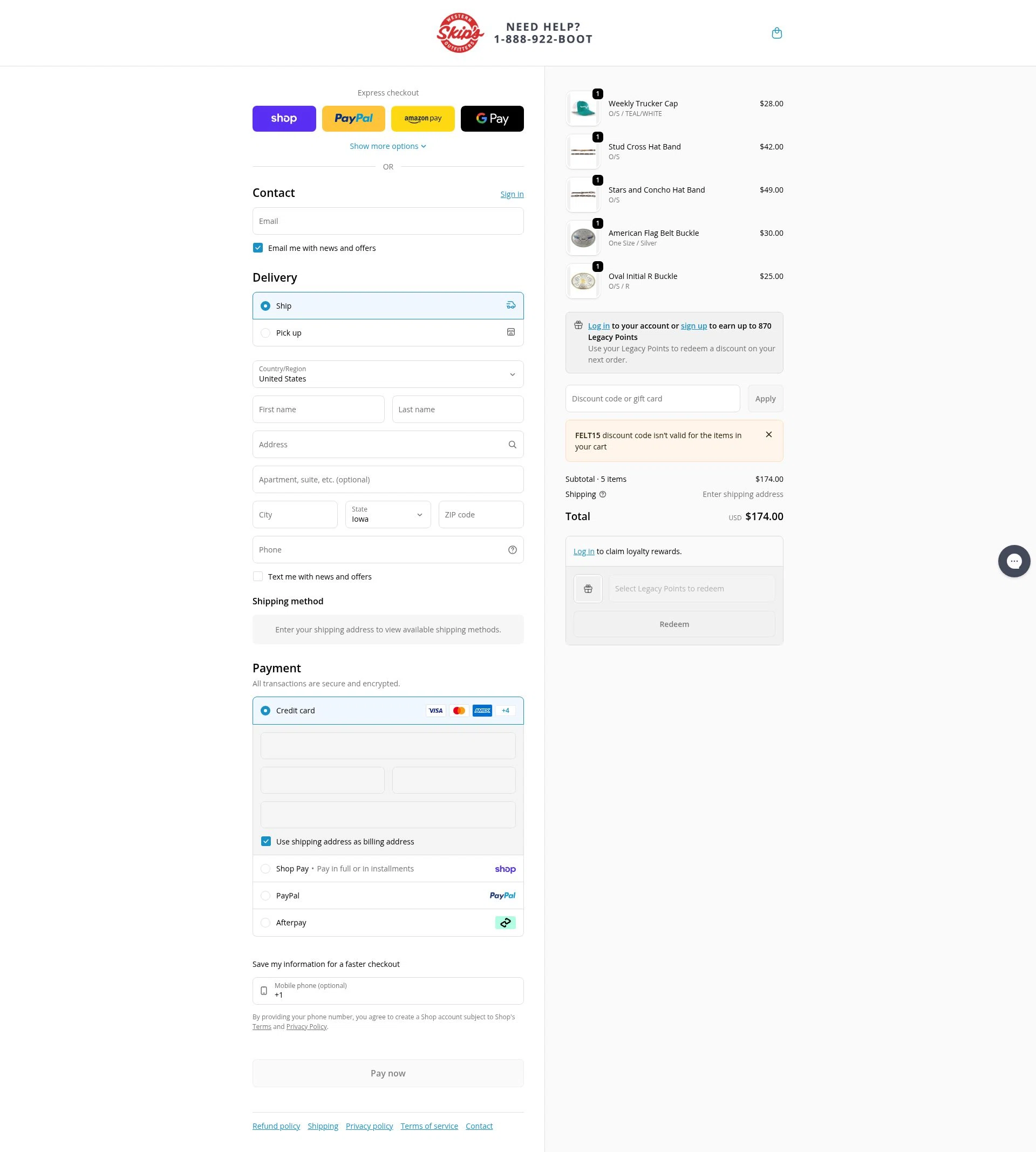 Skips Boots checkout page showing Skips Boots discount code box | Screenshot taken by SimplyCodes community member on Feb 19, 2026