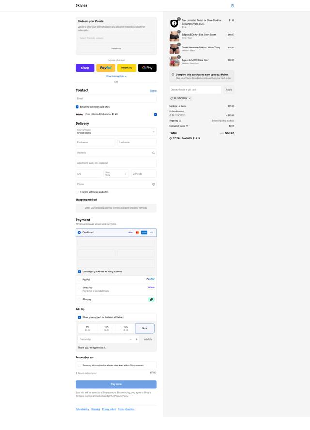 Skiviez checkout page showing Skiviez promo code box | Screenshot taken by SimplyCodes community member on Sep 11, 2025