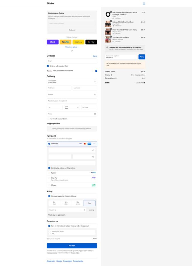 Skiviez checkout page showing Skiviez promo code box | Screenshot taken by SimplyCodes community member on Sep 11, 2025