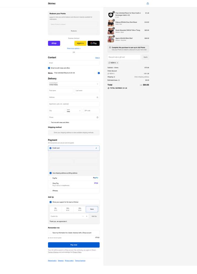 Skiviez checkout page showing Skiviez promo code box | Screenshot taken by SimplyCodes community member on Sep 11, 2025