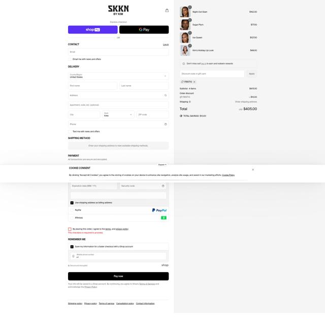SKKN BY KIM checkout page showing SKKN BY KIM discount code box | Screenshot taken by SimplyCodes community member on Jun 18, 2025