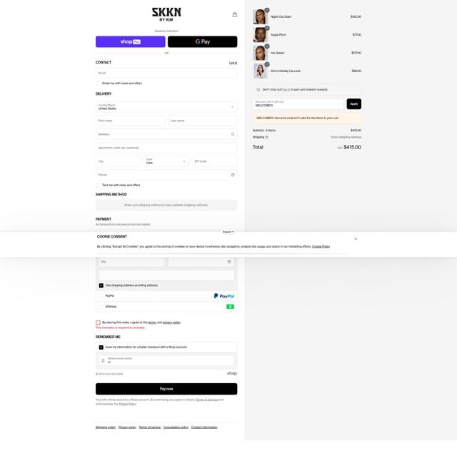SKKN BY KIM checkout page showing SKKN BY KIM discount code box | Screenshot taken by SimplyCodes community member on Jun 18, 2025