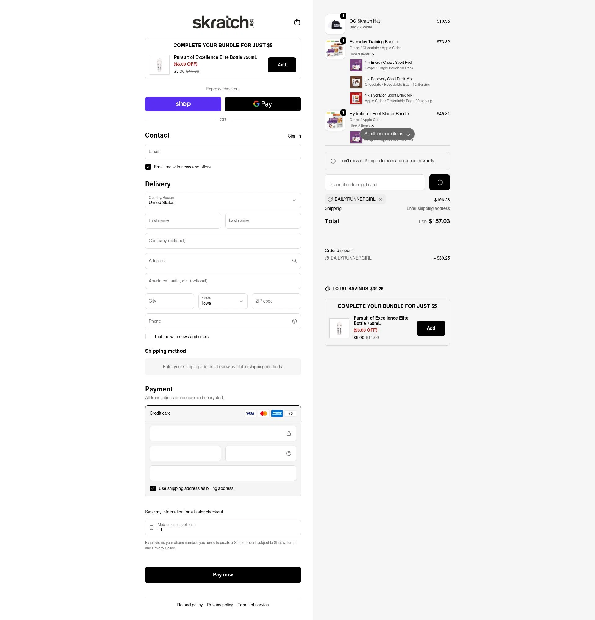 Skratch Labs checkout page showing Skratch Labs discount code box | Screenshot taken by SimplyCodes community member on Feb 2, 2026