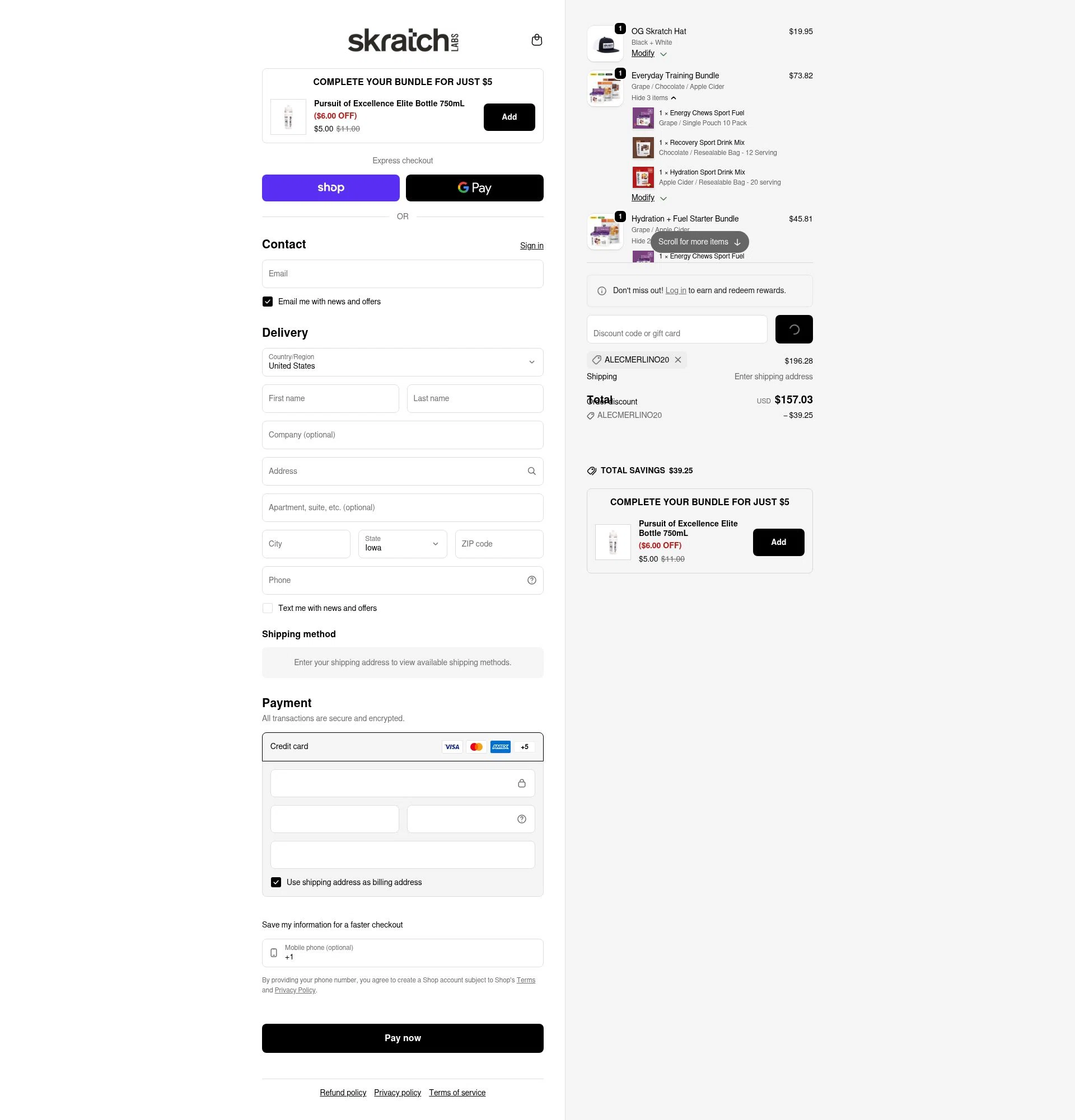 Skratch Labs checkout page showing Skratch Labs discount code box | Screenshot taken by SimplyCodes community member on Feb 2, 2026