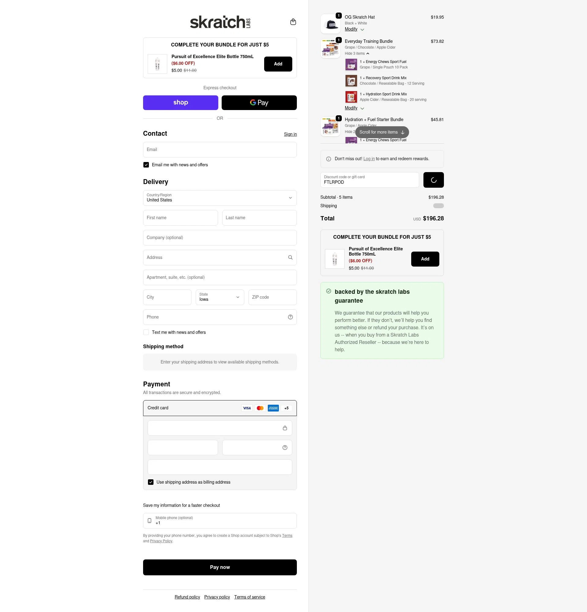 Skratch Labs checkout page showing Skratch Labs discount code box | Screenshot taken by SimplyCodes community member on Feb 2, 2026