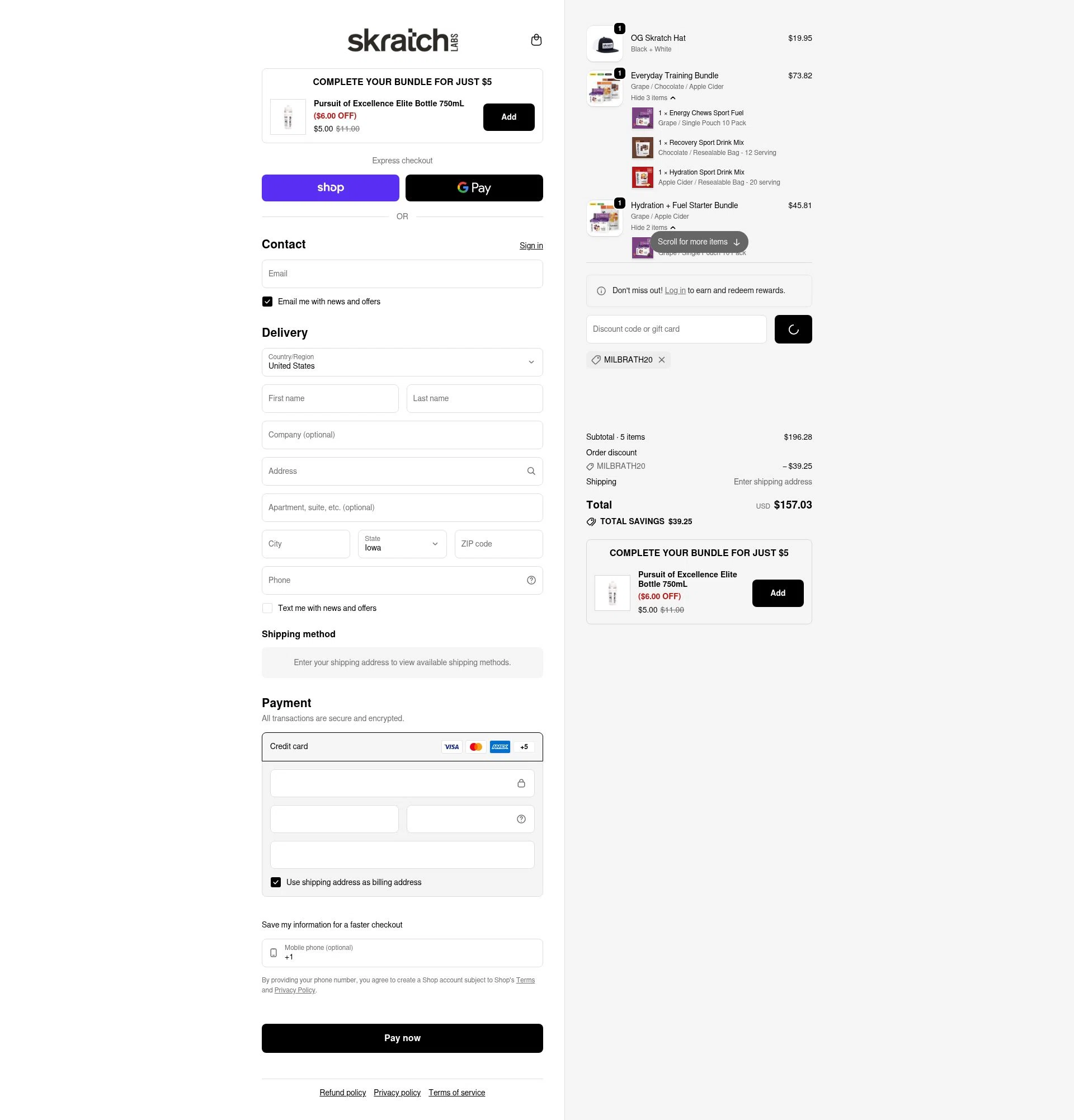Skratch Labs checkout page showing Skratch Labs discount code box | Screenshot taken by SimplyCodes community member on Feb 2, 2026