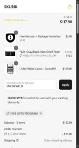 SMOKEWEED coupon verification screenshot