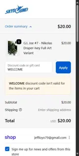 WELCOME coupon verification screenshot