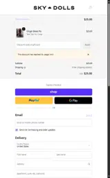 Sky Dolls coupon verification screenshot