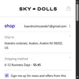 Sky Dolls coupon verification screenshot