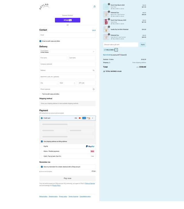 Skylar checkout page showing Skylar coupon code box | Screenshot taken by SimplyCodes community member on Jan 20, 2025