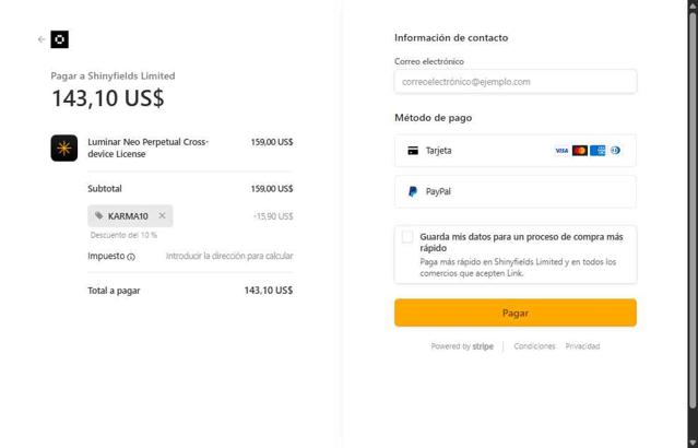 Skylum checkout page showing Skylum promo code box | Screenshot taken by SimplyCodes community member on Aug 15, 2025