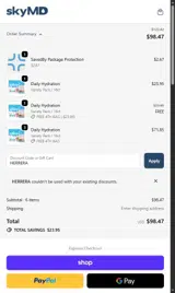 HERRERA coupon verification screenshot