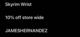Skyrim Wrist coupon verification screenshot