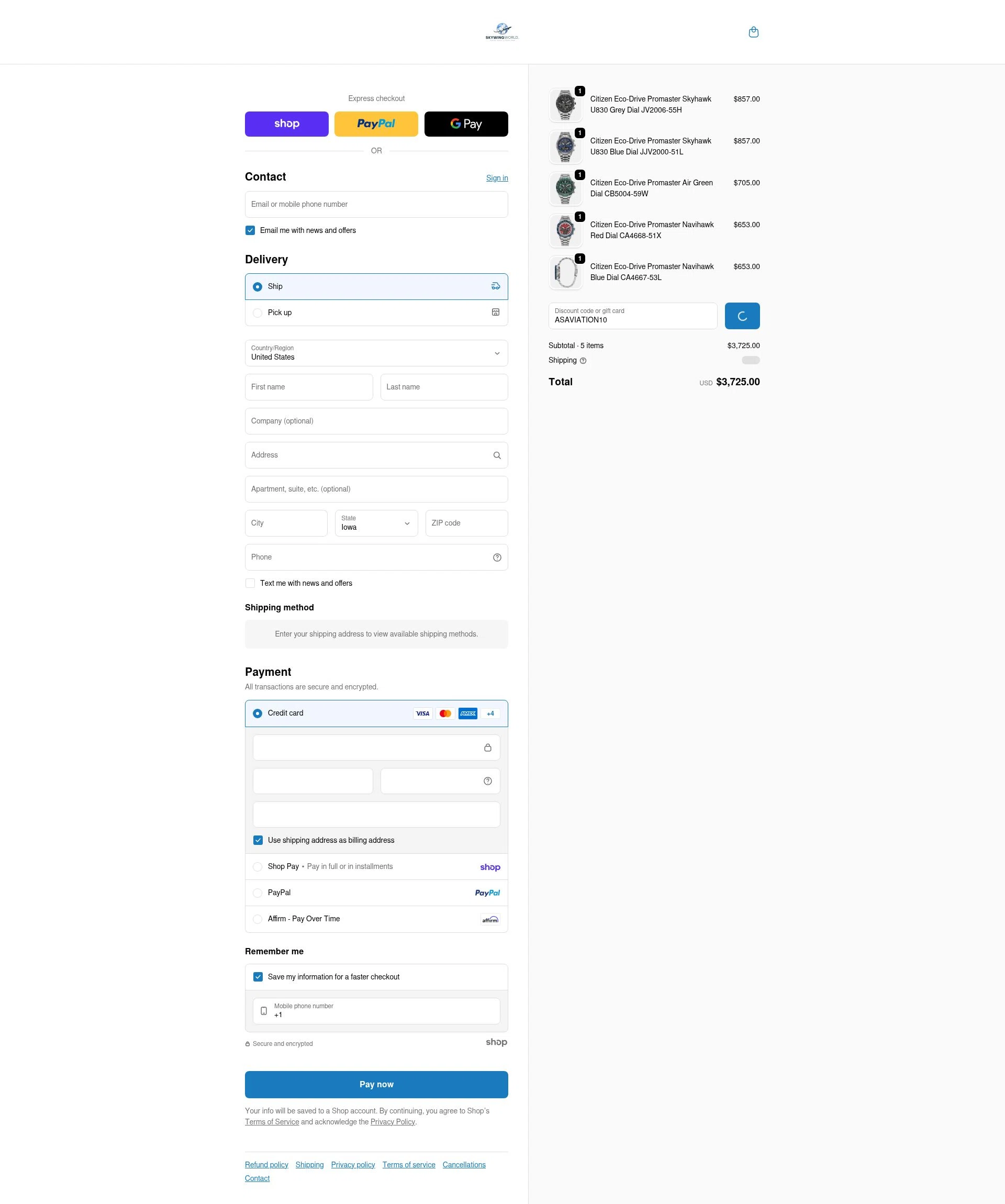 Skywing World checkout page showing Skywing World promo code box | Screenshot taken by SimplyCodes community member on Jan 28, 2026