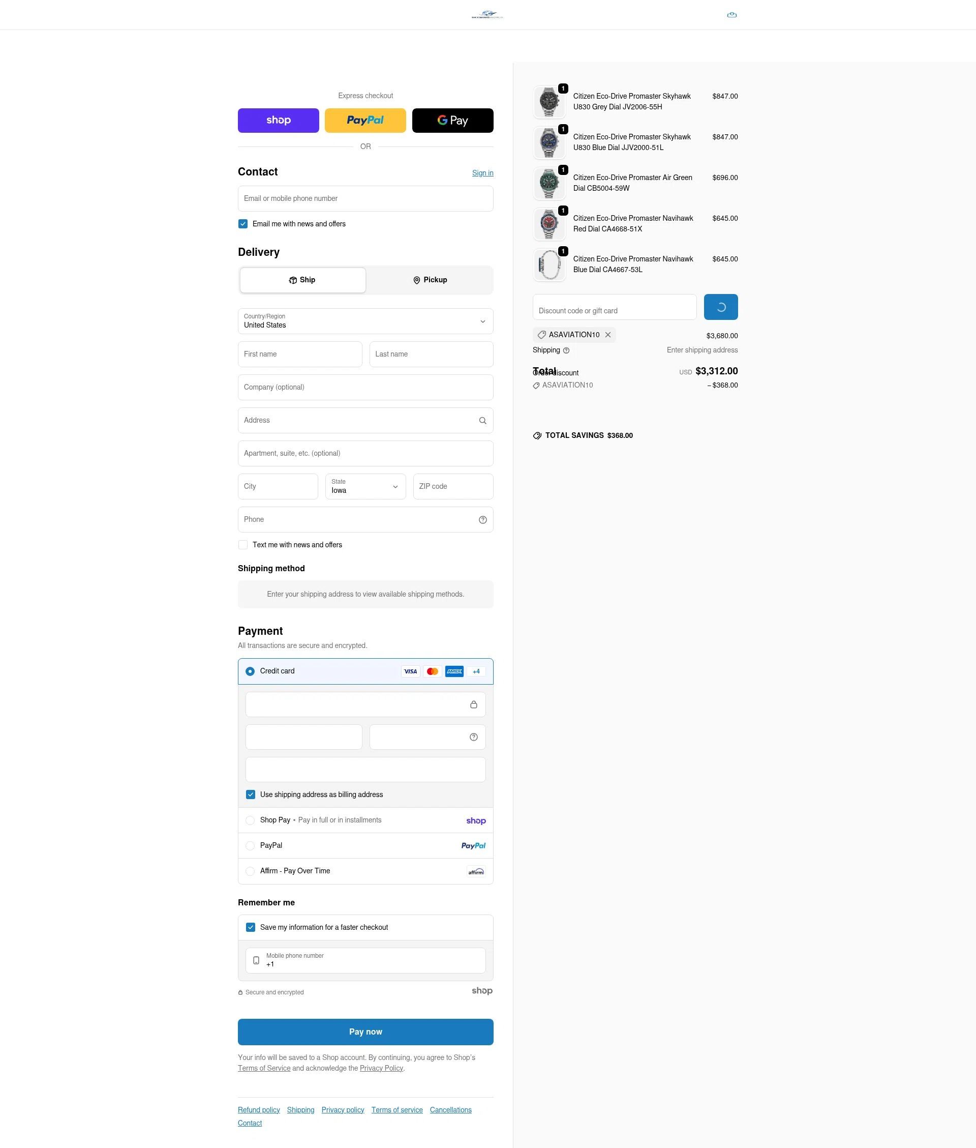 Skywing World checkout page showing Skywing World promo code box | Screenshot taken by SimplyCodes community member on Jan 23, 2026