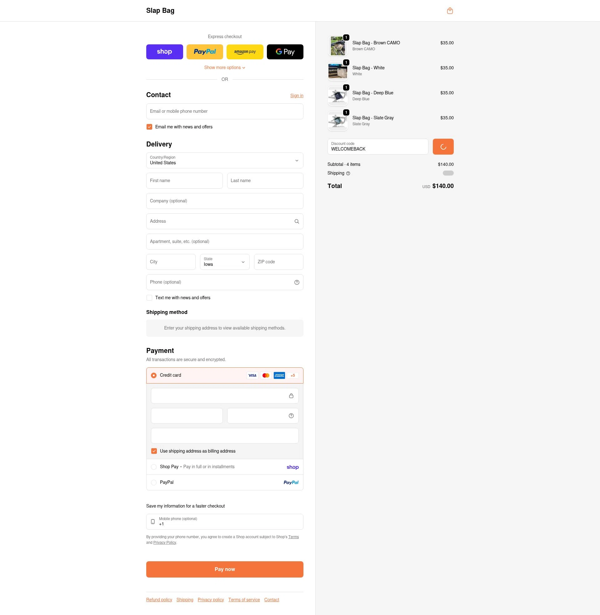 Slap Bag checkout page showing Slap Bag promo code box | Screenshot taken by SimplyCodes community member on Feb 8, 2026