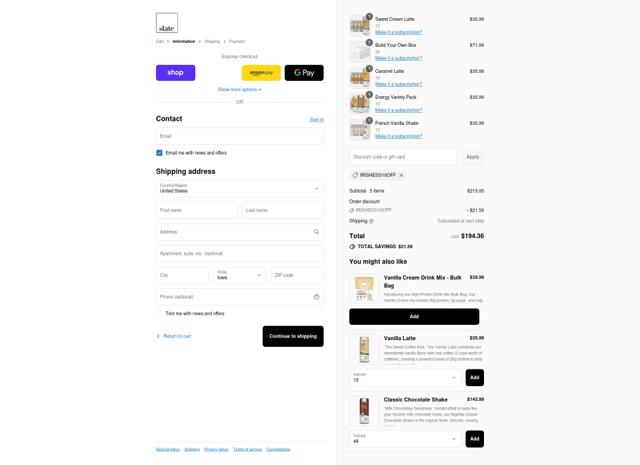 Slate Milk checkout page showing Slate Milk discount code box | Screenshot taken by SimplyCodes community member on Sep 16, 2025