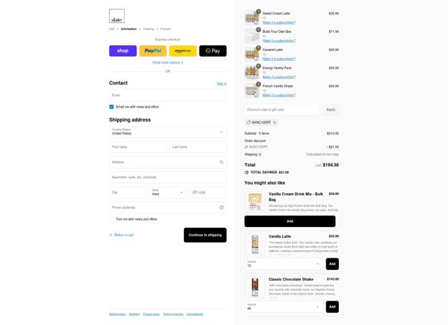 Slate Milk checkout page showing Slate Milk discount code box | Screenshot taken by SimplyCodes community member on Sep 16, 2025