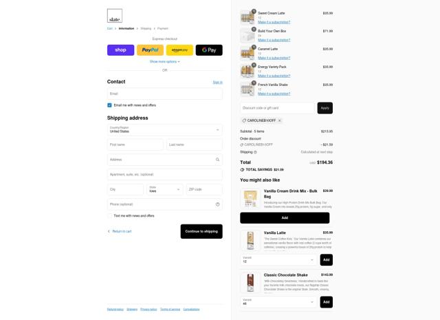 Slate Milk checkout page showing Slate Milk discount code box | Screenshot taken by SimplyCodes community member on Sep 16, 2025