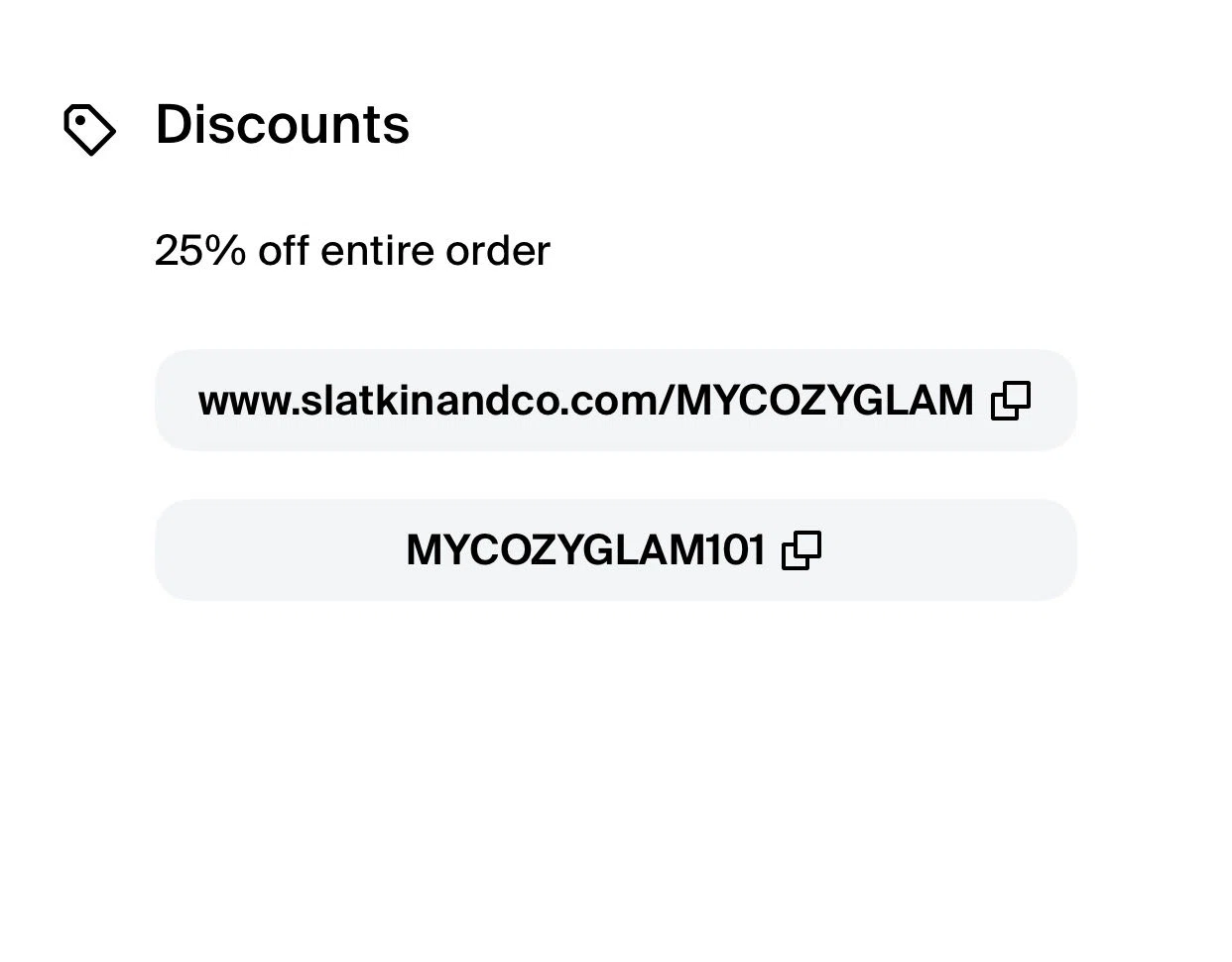 Slatkin & Co. promo code screenshot showing code MYCOZYGLAM101 applied at Slatkin & Co. checkout page. Uploaded by SimplyCodes community member DrugaBeograd on Jan 21, 2026