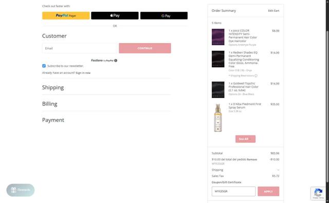 SleekHair checkout page showing SleekHair promo code box | Screenshot taken by SimplyCodes community member on Sep 5, 2025