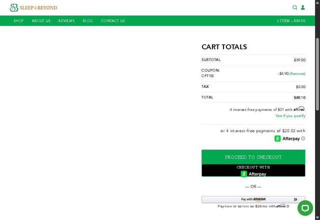 Sleep & Beyond checkout page showing Sleep & Beyond coupon code box | Screenshot taken by SimplyCodes community member on Aug 14, 2025