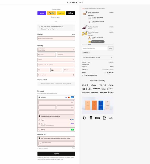 Clementine Silk checkout page showing Clementine Silk promo code box | Screenshot taken by SimplyCodes community member on Sep 13, 2025