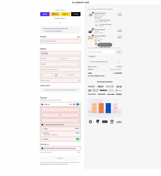 Clementine Silk checkout page showing Clementine Silk promo code box | Screenshot taken by SimplyCodes community member on Sep 13, 2025