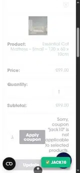JACK10 coupon verification screenshot