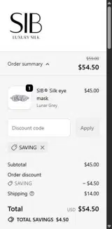 SAVING coupon verification screenshot