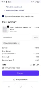 FULLTIMESWEETY coupon verification screenshot