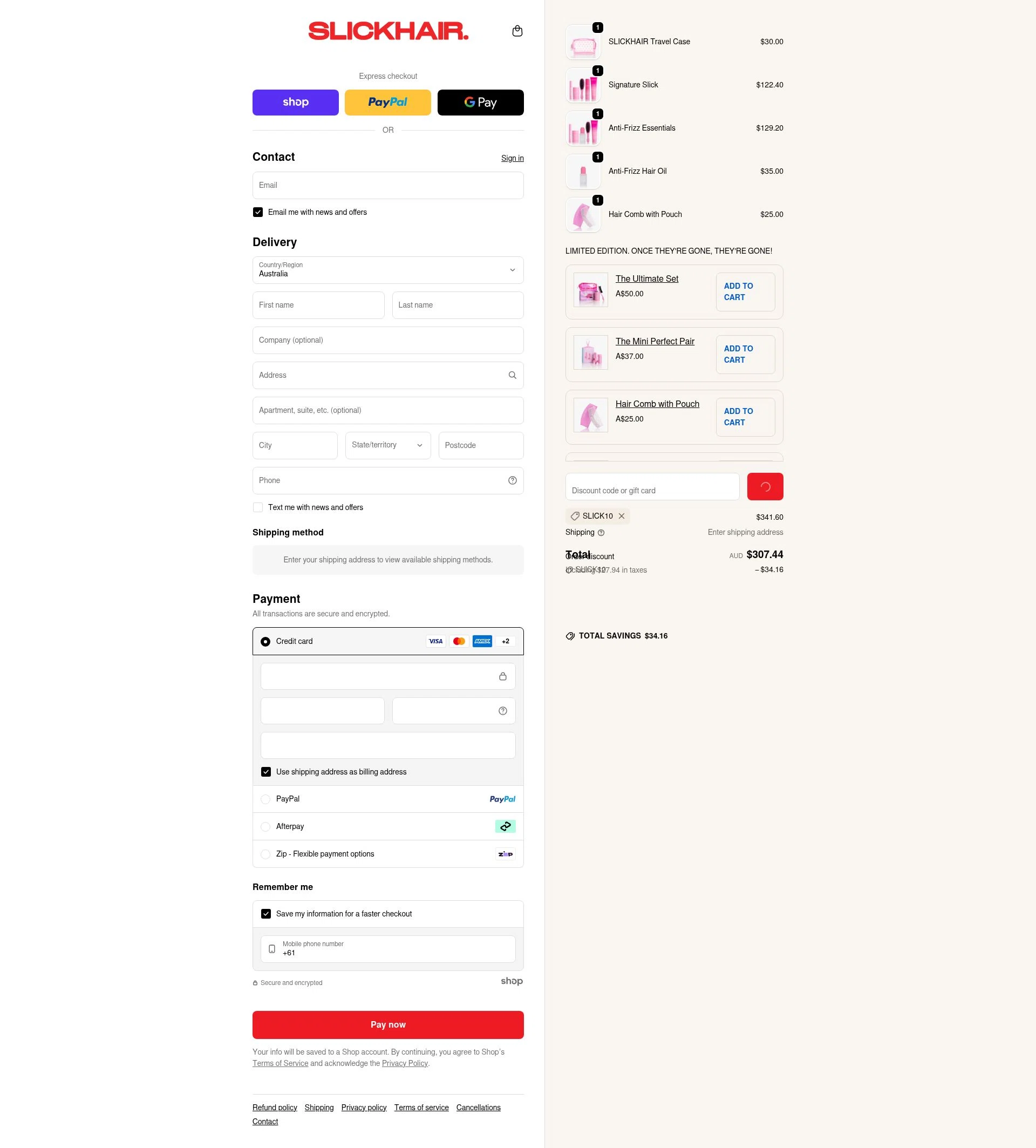 Slick Hair checkout page showing Slick Hair discount code box | Screenshot taken by SimplyCodes community member on Jan 28, 2026