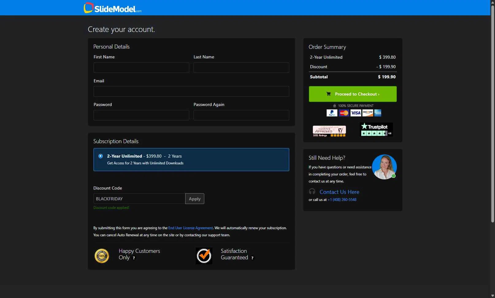 SlideModel checkout page showing SlideModel promo code box | Screenshot taken by SimplyCodes community member on Nov 27, 2025