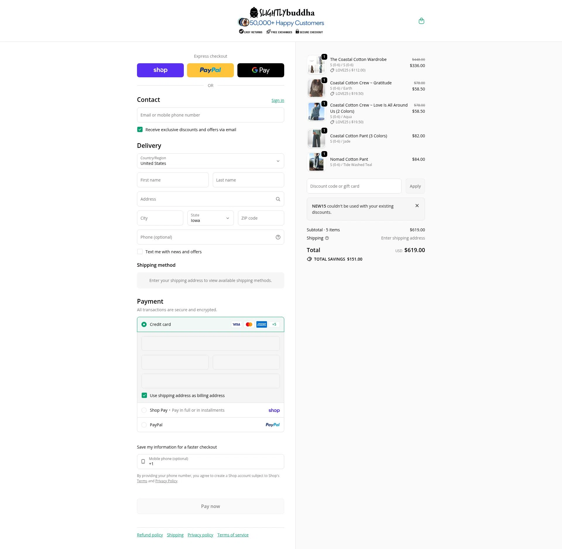 Slightly Buddha checkout page showing Slightly Buddha discount code box | Screenshot taken by SimplyCodes community member on Feb 12, 2026