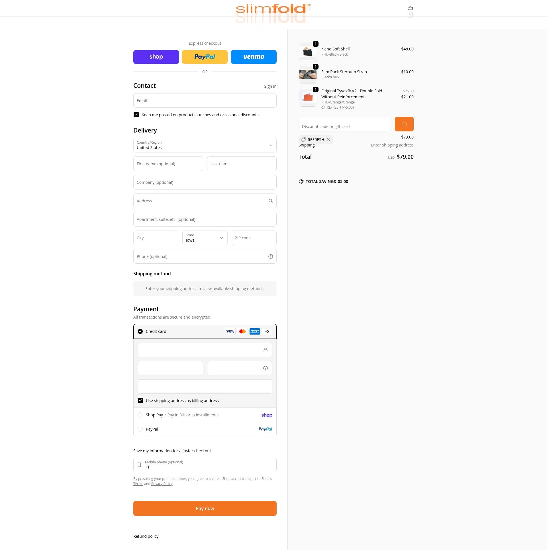 SlimFold checkout page showing SlimFold discount code box | Screenshot taken by SimplyCodes community member on Jan 31, 2026