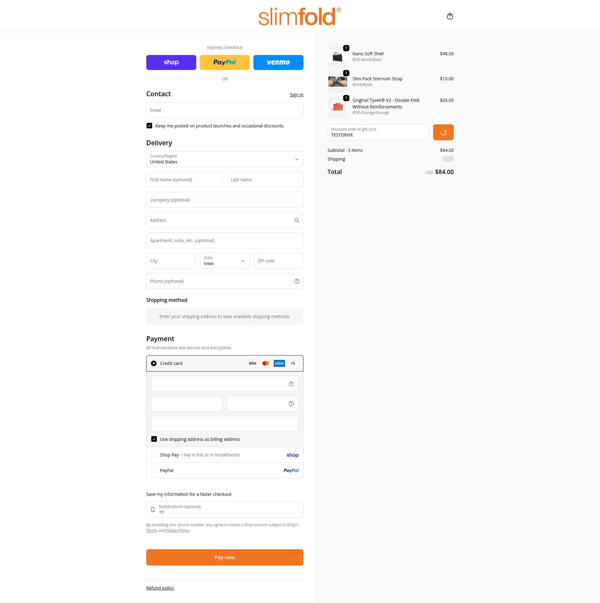 SlimFold checkout page showing SlimFold discount code box | Screenshot taken by SimplyCodes community member on Feb 4, 2026