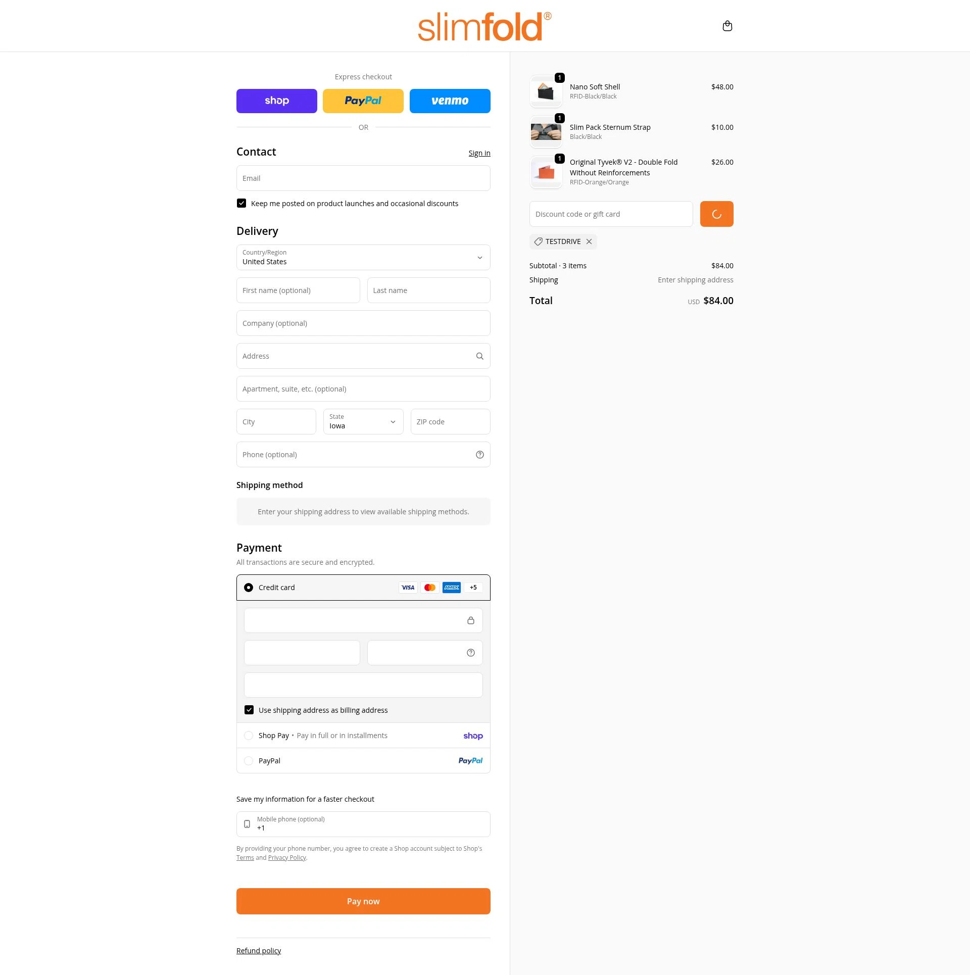 SlimFold checkout page showing SlimFold discount code box | Screenshot taken by SimplyCodes community member on Jan 31, 2026