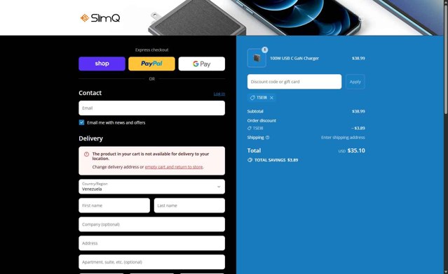 SlimQ checkout page showing SlimQ discount code box | Screenshot taken by SimplyCodes community member on Sep 4, 2025